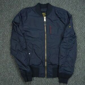 Alpha Industries Jacket Mens Extra Small Blue Flyers‎ Flight Bomber Full Zip XS
